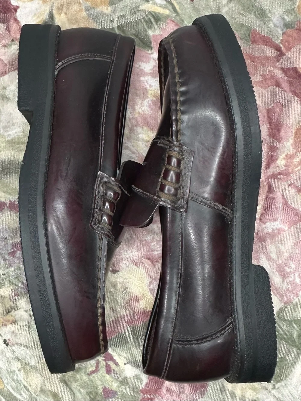 Bass Burgundy Penny Loafers Antaries 202A Leather Upper Size 4M New No Box Wine